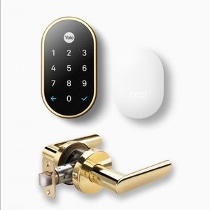 Nest keyless lock with Yale door handle Gold/brass